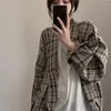 Women's Jackets Retro Plaid Women Harajuku Unisex All-match Basic Teens Checkered Shirts Outwear Spring Single Breasted Couples Coats