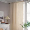 Curtain American Crochet Plaid Splicing Cream White Partition Door Floating Window Kitchen Living Room Balcony Bedroom