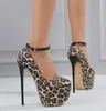 Fashion Leopard Print Pump Plataform Women Super Fin Sales Sexy Prom Summer Buckle Strap Party Festa de Nightclub Stripper Shoes