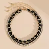 Choker Purui 3st/Set Korean Iced Out Rhinestone Halsband Black Flannelette Clavicle Neck Chain For Women Jewel Gifts Fashion