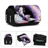 Bolsas de lápis Novo Slayer Demônio de Anime Kimetsu No Yaiba Bolsa de lápis de grande capacidade com zíper dupla com zíper para lápis Saco de armazenamento de carteira de armazenamento J230306