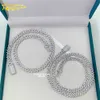 Colar de jóias finas Chain de diamante de hip hop gelado 925 prata 10mm moissanite cuban link cadeia