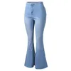 Jeans da donna Pantaloni da donna casual blu scuro a vita alta in denim svasato Pantaloni alti 18 per donne skinny