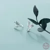 Kolczyki stadnorskie Lekani Real 925 srebrna moda minimalistyczne małe stadniny liści pąka dla kobiet biuro biżuterii prezent biżuterii