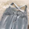 Женские джинсы Джинсовые брюки Женщины сексуальная корейская версия ретро маленькая талия светло-голубые джинсы Женские галстуки с высокой талией.