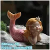 Nyhetsartiklar härliga sjöjungfru prydnad kreativ harts dekoration fiskbehållare fairy trädgård miniatyr figurer hemtillbehör t20 otuuk