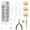 Keychains L5YA 1 Set Jewelry Making Supplies Kit With Crimp Beads Screw Eye Pins Earring Hooks Ribbon Ends Lobster Clasps Clamp Crimps