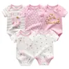 Combinaisons 5PCSLot Bébé Garçons Vêtements Licorne Filles Vêtements Bodys 012M né 100% Coton Roupas de bebe 230303