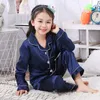 Pajamas Spring Autumn Children cardigan Pajamas set teen long sleeve silk sleepwear Kids Girls Home Clothes 2pcs Suit Children's Pyjamas 230306