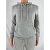 Kvinnor S Two Piece Pants Grey Hoodie Tracksuit Set Winter Thick Sweatshirts och staplade Sweatpants Jogger Sport Sweatsuits för 230303