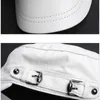 Czapki z daszkiem koreański płasko zakończony czapki wojskowe mężczyźni prawdziwej skóry wyposażone białe czapki męskie młode cienkie dorywczo Casquette Homer 230306