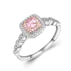 Band Rings Pink Color Microinlaid Artificial Diamond Ring Square Womens Drop Delivery Jewelry Dh0Rq