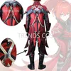 Anime Costumes Game Genshin Impact Diluc Ragnvindr Ny Skin Cosplay Come Halloween Carnival Suit Diluc Red Dead of Night Full Set Outfit Wig Z0301