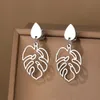 Stainless Steel Earrings Classic Vintage Water Drop Plant Leaves Fashion Pendants Earring For Women Jewelry Party Girls Gifts