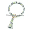 Porte-clés Longes En Cuir Bracelet Rond De Noël Émail Mticolor Avec Glands Porte-clés Motifs Léopard Bracelet Porte-clés Goutte Dhdxd