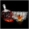 Wine Glasses 1 Set Glass Skl Head Cup Vodka Whiskey Tea Drinking Bottle Decanter With 6 221110 Drop Delivery Home Garden Kitchen Din Dhknm