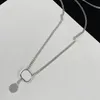 Solitaire Circle Combination Pendant Necklaces Women Silver Disc Dangle Necklaces Larger Adjustable Neck Jewelry for Lady