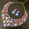 Collier boucles d'oreilles ensemble Vintage déclaration cristal rétro Dubai mariée femmes fête luxe violet AB brillant bijoux