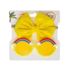 verjaardag lint 2 stks/set brede nylon hoofdband en regenboog zonnebrillen set kinderen bowknot hoofddekselset nylon tulband schattige zonnebrillen accessoires