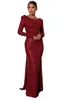Elegancka matka panny młodej sukienki V plisowana szyi szyfonowa cekinowa czerwona damska sukienka na imprezę