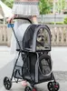 Housses de siège de voiture pour chien Double couche petite poussette légère pour animaux de compagnie chat pliable Tricycle Cage fournitures transporteur