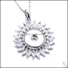 Hangende kettingen Noosa Rhinestone zonnebloem 18 mm snap knoop ketting sier kleur link ketting voor vrouwen gember snaps knoppen sieraden dhvud