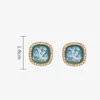 Stud Earrings Shell Fragment Square Blue Resin 925 Needle Sweet Design Korea Jewelry For Woman Trendy Ear Piercing