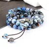 Strand Beaded Strands 8mm Mala Beads Bracelet Natural Fire Agates Onyx Stone Handmade Necklace For Women Men Healing Meditation Bracelets