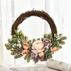 Decorative Flowers & Wreaths Hanging Artificial Peony Wreath Thanksgiving Front Door Fake Garland Home Wall Ornaments Wedding Flower