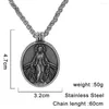 Kedjor Silver Jungfru Maria Mary Men's Halsband Miracolus Pendant Religious Chatholic Mens Gift