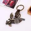 Keychains Fashion Jewelry Cute Keychain Alloy Eagle Vintage Punk Woven Leather Key Chain Backpack Pendant Boyfriend Gifts