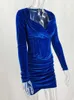 Vestidos casuais vestidos de corpo sexy para mulheres roupas de clube sexy roupas para mulheres clubwear vestido de veludo vestido azul deslizamento nova chegada 2022 primavera z0216