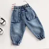 Jeans jongensbroek kinderen herfst lente kleding broek voor kinderen denim broek voor baby boy jeans peuters blauw 230306