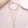 Kedjor 4st/Lot Multi Layered Virgin Mary Carved Coin Pendant Halsband Collar Imitation Pearl Choker Halsband för kvinnor smycken gåva.