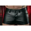 Mäns shorts män shorts solid färg casual mens korta pu läder byxor vår sommar män mode punk stil svart shorts för män 230306