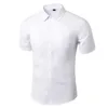 Mäns T-shirts Men Linen Kort ärm Loose Shirt Lapel Simple Style Plain Top Summer Tyg 230303