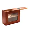 Cigar Box Moisturize Cigar Cabinet Cedar Wood Solid Wood Top Glass Display Cigar Humidor Holds12 pieces W/Humidifier Hygrometer