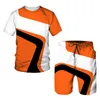 Tracki męskie Summer European i amerykańskie duże trend męski Casual TrackSuits 3D Digital Print T-Shirt Shorts 230306