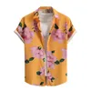 T-shirts pour hommes Hommes Printemps et été Casual Revers Simple Boutonnage Full Print Beach Vacances Manches courtes Respirant Streetwear Solide