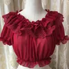 Blouses pour femmes Style intérieur goutte épaule élastique manches bouffantes dentelle à volants fond bustier tubulaire blanc/noir/rose ensemble