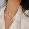 Hänge halsband ins rostfritt stål rosblomma halsband temperament verkligt guldpläterat för kvinnor flickor modesmycken gåvor