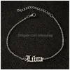 Chain Fashion Stainless Steel Foot Bracelet Anklet 12 Zodiac Sign Old English Alphabet Charm For Women New Design Jewelry Drop Deliv Dhc1T