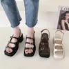 Sandaler 2022 Nya plattform Sandaler Ladies High Heels Summer Women's Shoes Wedge Sandaler Öppen Toe Grunt Fast färg Buckle Casual Z0306