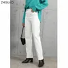 Kadınlar kot zhisilao beyaz kot pantolonlar vintage streç yüksek bel düz geniş bacak denim pantolon sonbahar kot sokak giysimi 230306