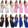 Robes décontractées d'été femmes robe designer Maxi robes une épaule robe à manches courtes lettre imprimer vêtements grande taille 3xl