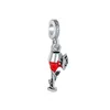 Fit Pandora Charm Bracelet Européen Rose Rouge Émail Coupe De Vin Argent Charmes Perles DIY Chaîne De Serpent Pour Les Femmes Bracelet Collier Bijoux