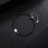 Charm Bracelets Black Crystal Beaded Chain Bracelet For Women Female Fashion Small Cute Star Gift Pulseira Mulher Steel Jewelry