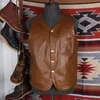 Mäns västar västra manliga läder väst vintage ärmlös jacka med v-klyvning avslappnad tunnmärke för företag