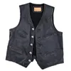 Herenvesten 2023 retro zwarte motorfietsstijl echte lederen vest mannen plus maat 6xl enkele borsten real Natural Cowhide Spring short jas