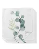 Serviette de Table plante feuilles vert blanc 4/6/8 pièces, serviettes de table, décor de Restaurant, dîner, Banquet de mariage, fournitures en tissu, décoration de fête